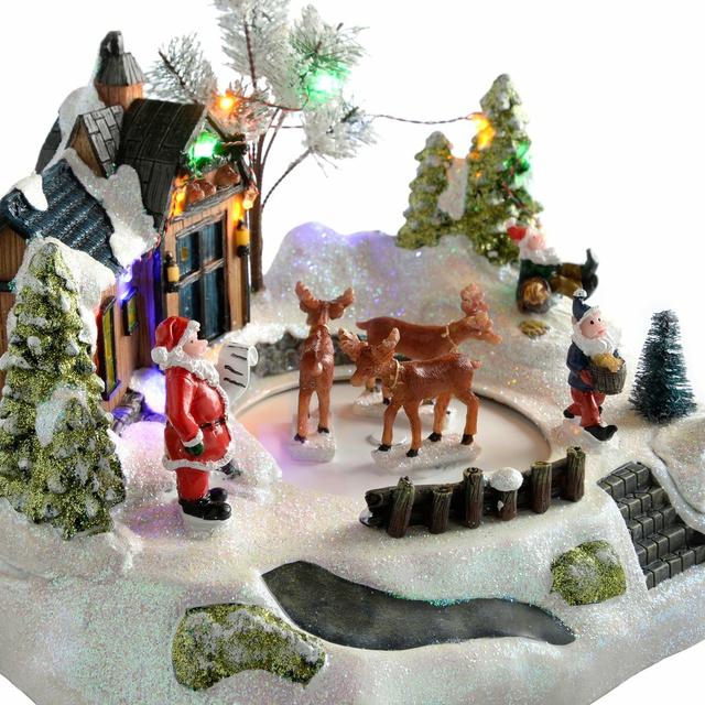 Animated Musical Santa's House with Rotating Deer The Seasonal Aisle on Productcaster.