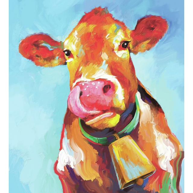 Cow I - Wrapped Canvas Painting August Grove Size: 46cm H x 30cm W x 3.8cm D on Productcaster.