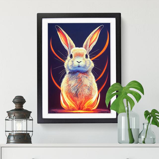 Rabbit Flame Art - Single Picture Frame Print Brambly Cottage Size: 64cm H x 46cm W x 2cm D, Frame Option: Oak on Productcaster.