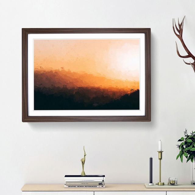 Sunset over the Hills and Mountains in Abstract - Picture Frame Graphic Art Print East Urban Home Size: 36cm H x 48cm W x 2cm D, Frame Option: Walnut on Productcaster.