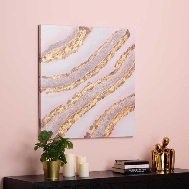 80cm Luxury Wall Art For Bedroom & Living Room Furniture, White and Gold Wall Mounted Wrapped Canvas Art (Set of 2) Fairmont Park on Productcaster.