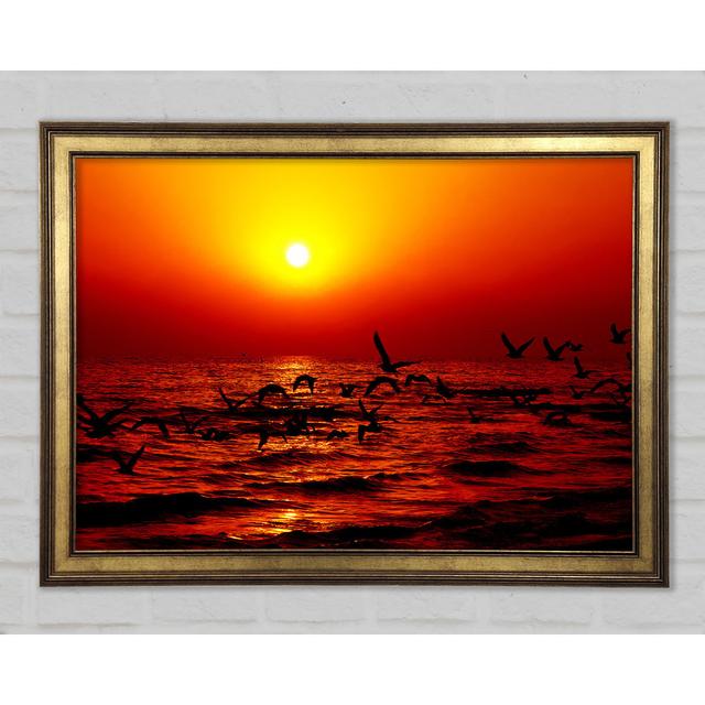 Red Ocean Flight Framed Print Highland Dunes Size: 21cm H x 29.7cm W x 1.5cm D, Format: Gold Framed Paper on Productcaster.