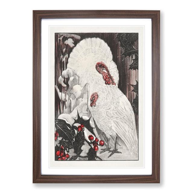 Two White Turkeys by Theo Van Hoytema - Picture Frame Painting East Urban Home Size: 65cm H x 48cm W x 2cm D, Frame Option: Walnut Framed on Productcaster.