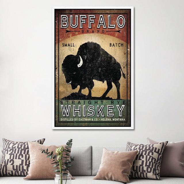 Buffalo Brand Small Batch Straight Rye Whiskey by Ryan Fowler - Print on Canvas Brambly Cottage Size: 152.4cm H x 101.6cm W x 3.81cm D, Format: White on Productcaster.