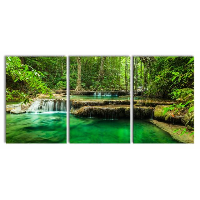 Tropical River - 3 Piece Wrapped Canvas Print East Urban Home Size: 100 cm H x 210 cm W on Productcaster.