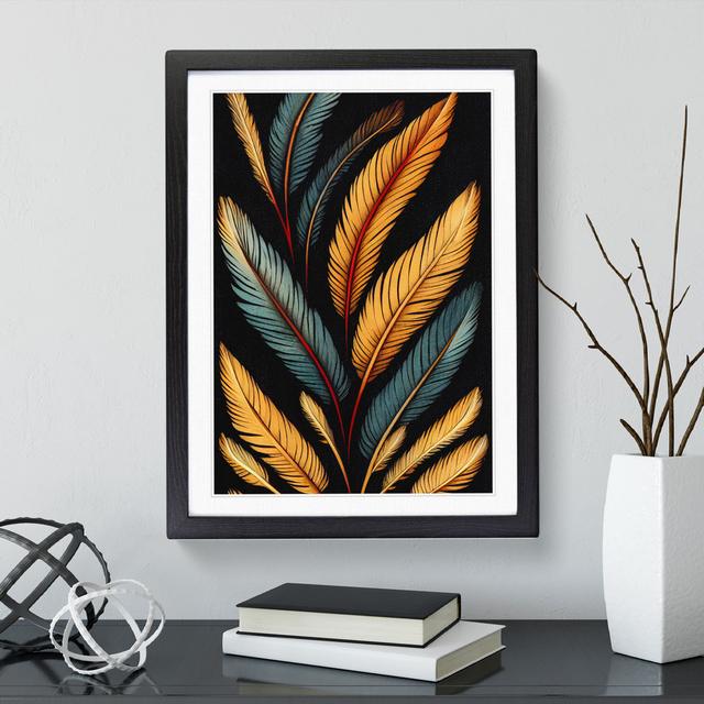 Retro Feathers No.2 - Picture Frame Graphic Art Latitude Vive Size: 64cm H x 46cm W x 2cm D, Frame Colour: Black Framed on Productcaster.