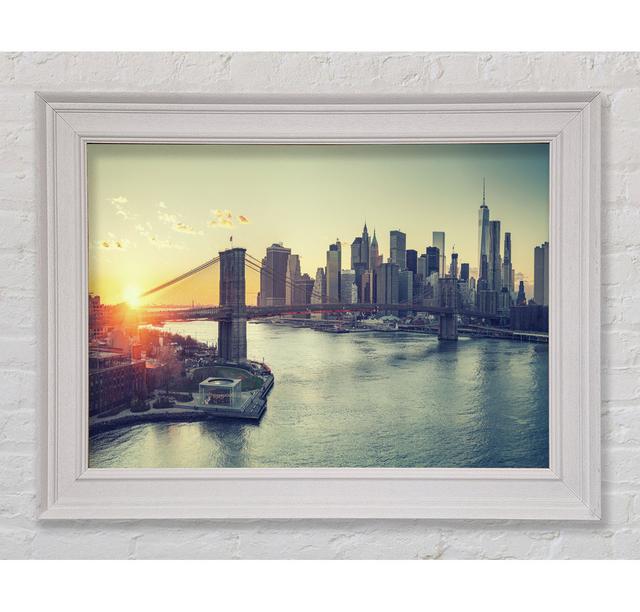 Bridge In New York Over The Water Framed Print Ebern Designs Size: 100cm H x 141.4cm W on Productcaster.