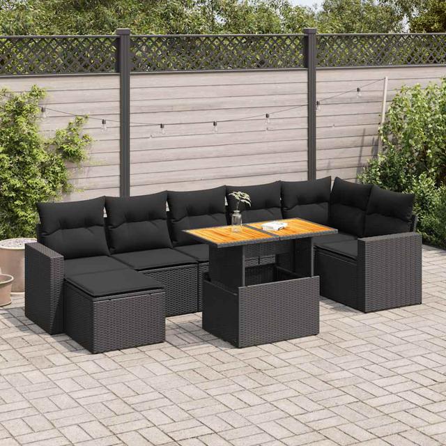 Vidaxl 8-Tlg. Garten-Sofagarnitur Mit Kissen Schwarz Poly Rattan House of Hampton Farbe des Kissens: Schwarz on Productcaster.