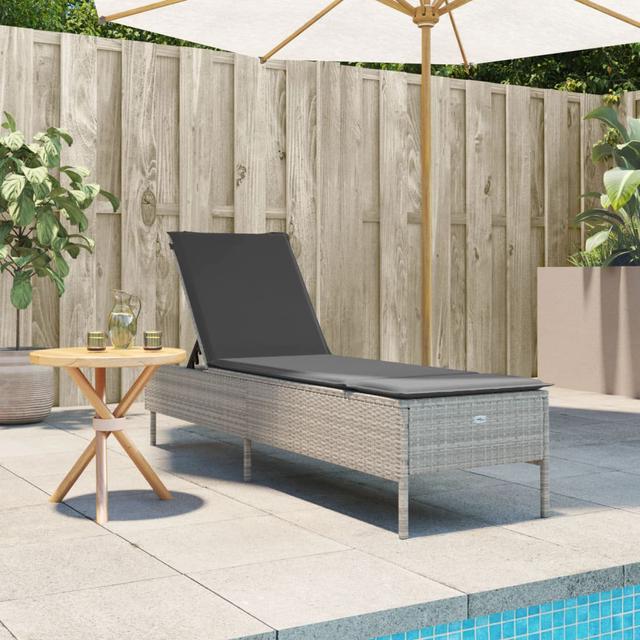 Vidaxl Sonnenliege Mit Auflage Grau Poly Rattan DEvidaxl Kissenfarbe: Dunkelgrau, Rahmenfarbe: Hellgrau on Productcaster.