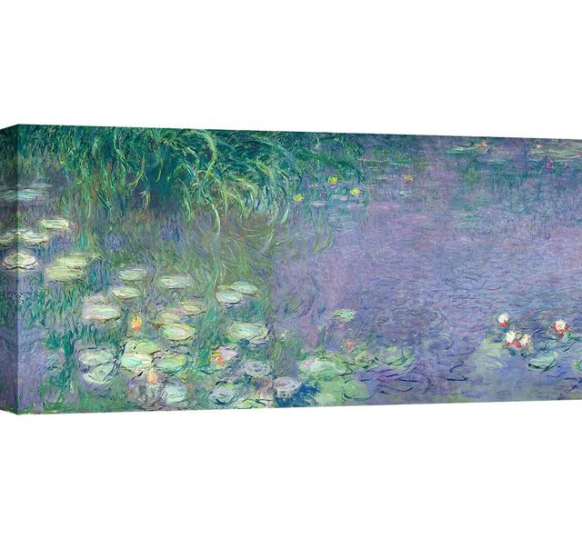 Water Lilies: Morning By Claude Monet - Wrapped Canvas Painting Print Rosalind Wheeler Size: 35cm H x 70cm W x 4cm D on Productcaster.