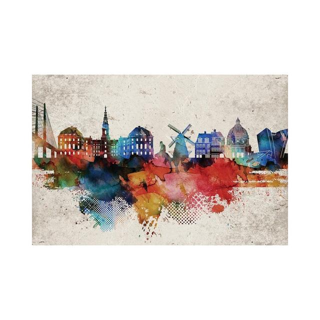 Copenhagen Abstract by WallDecorAddict - Wrapped Canvas Print August Grove Size: 101.6cm H x 152.4cm W x 3.81cm D on Productcaster.