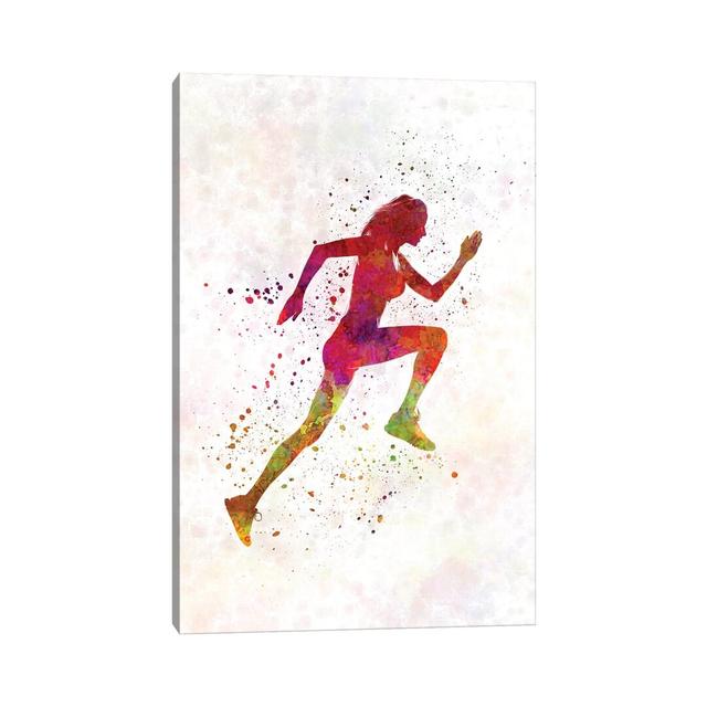 Woman Runner Running Jogger Jogging Silhouette by Paul Rommer - Wrapped Canvas Painting Latitude Run Size: 45.72cm H x 30.48cm W x 1.91cm D on Productcaster.