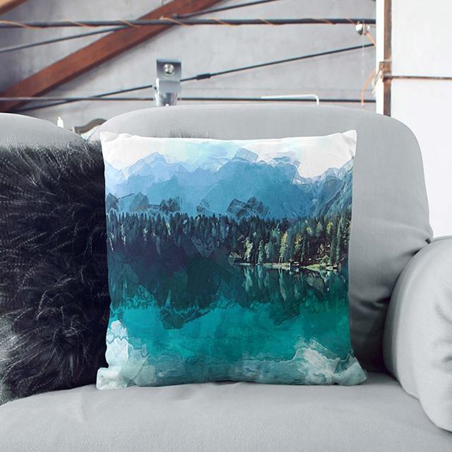 Lacs De Fusine Lake in Italy in Abstract Cushion with Filling East Urban Home Size: 40cm H x 40cm W x 15cm D on Productcaster.