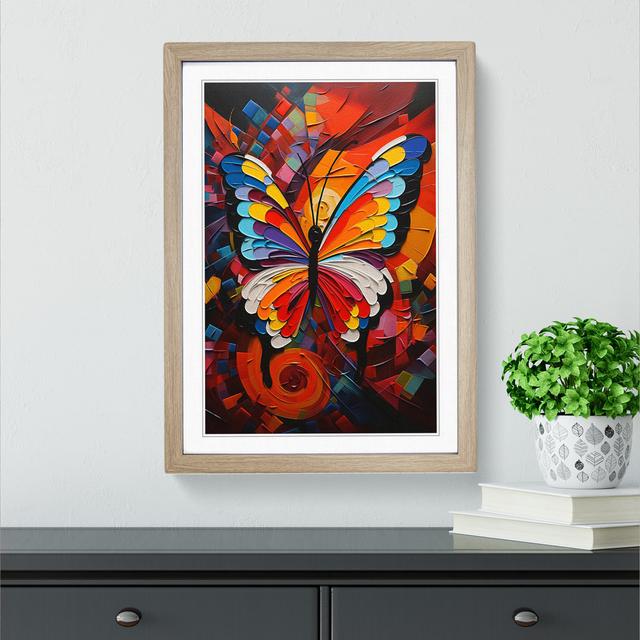 Butterfly Cubism No.2 - Single Picture Frame Print on Wood Brambly Cottage Format: Oak Framed, Size: 46cm H x 34cm W x 2cm D on Productcaster.