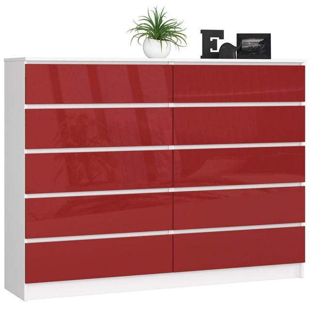 Elight 10 Drawer 160Cm W Double Dresser 17 Stories Colour: Red Gloss/White on Productcaster.