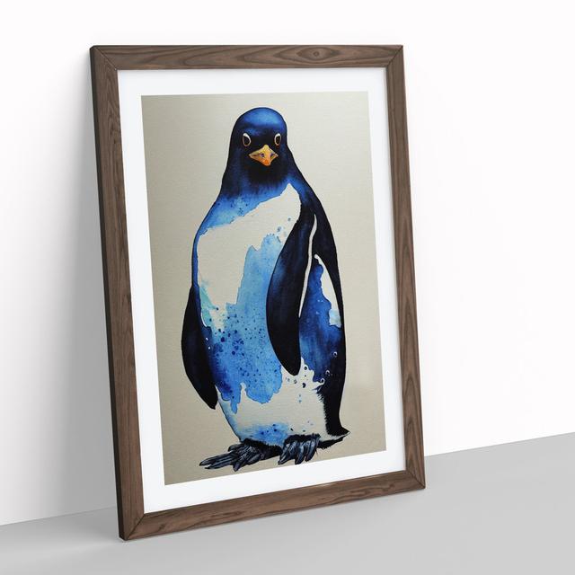 Watercolour Penguin No.1 - Picture Frame Painting Latitude Run Size: 64cm H x 46cm W x 2cm D, Frame Colour: Walnut on Productcaster.