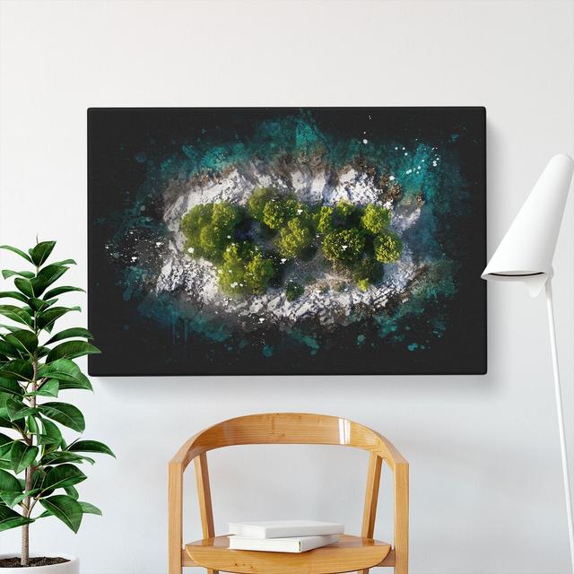 Island in Croatia Paint Splash - Wrapped Canvas Graphic Art East Urban Home Size: 50cm H x 76cm W x 3cm D on Productcaster.