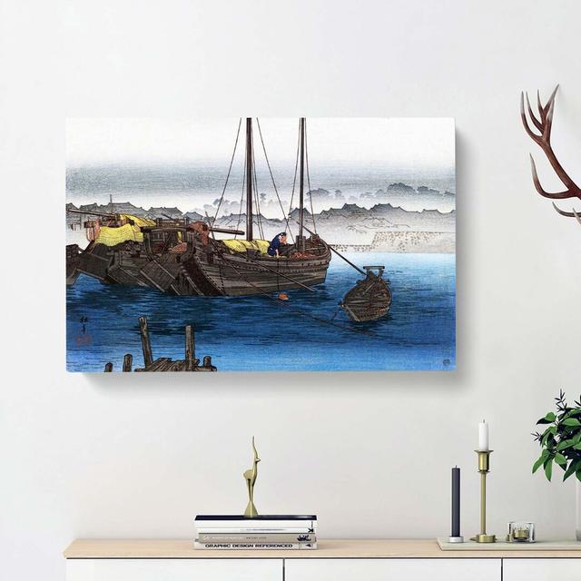 Ships and Boat by Takahashi Shotei - Wrapped Canvas Painting Print East Urban Home Size: 50cm H x 76cm W x 3cm D on Productcaster.