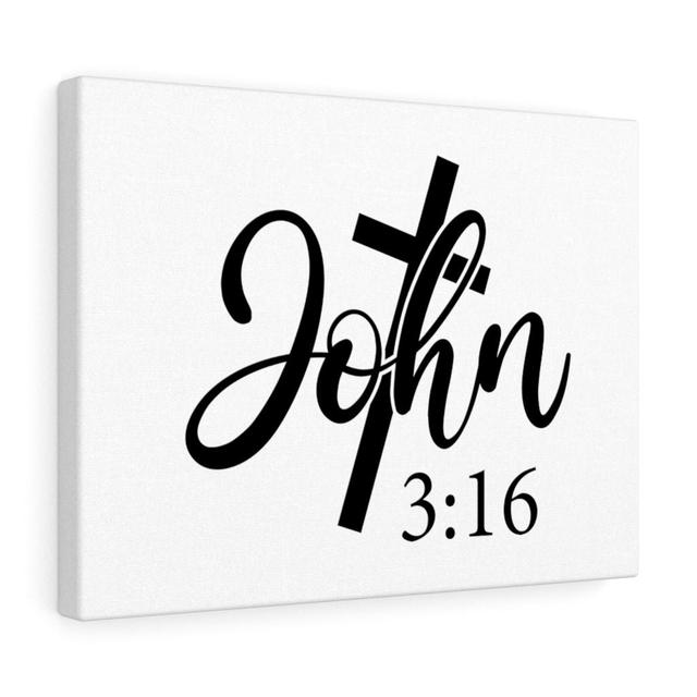 John 3:16 - Wrapped Canvas Typography Blue Elephant Size: 30cm H x 41cm W on Productcaster.