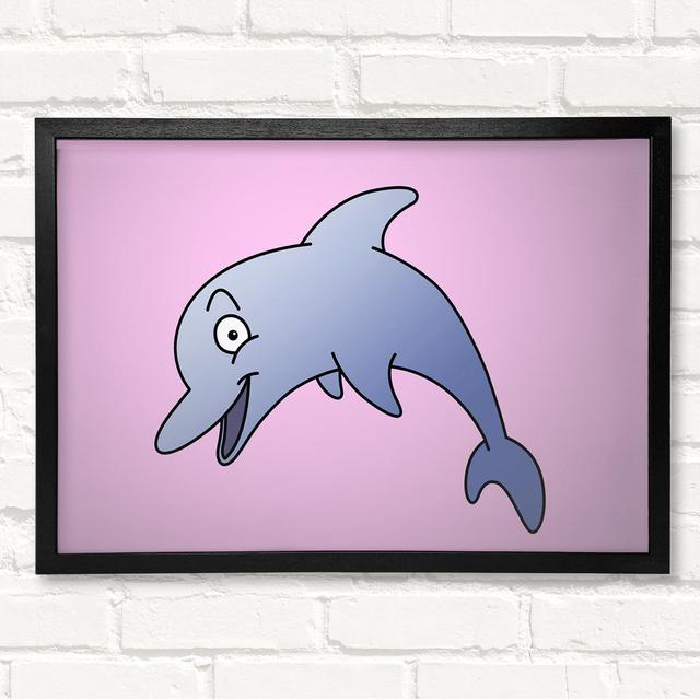 Happy Dolphin Baby Blue Framed Print Harriet Bee Colour: Pink, Size: 29.7cm H x 42cm W, Format: Black Framed Wood on Productcaster.