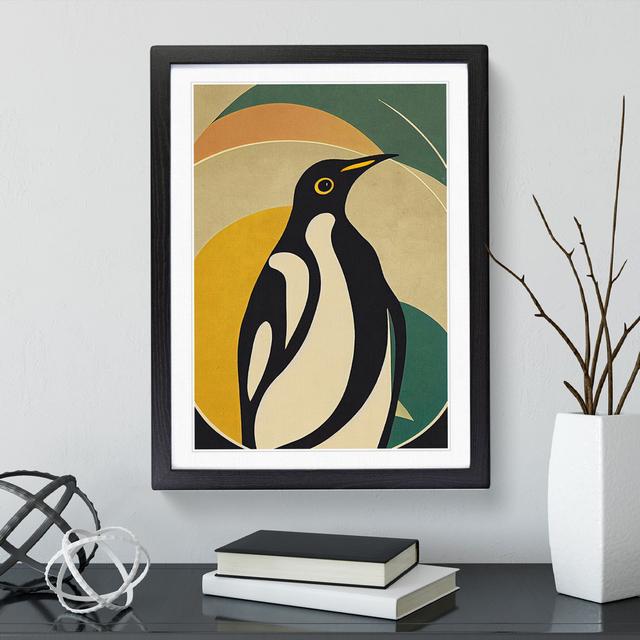 Modern Abstract Penguin No.5 - Picture Frame Graphic Art George Oliver Size: 34cm H x 25cm W x 2cm D, Frame Colour: Black on Productcaster.