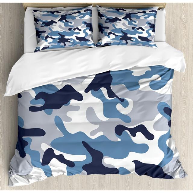 Scottsburg Blue Microfibre 350 TC Modern & Contemporary Duvet Cover Set Ebern Designs Size: 155 x 220 cm - 2 Pillowcases (80 x 80 cm) on Productcaster.