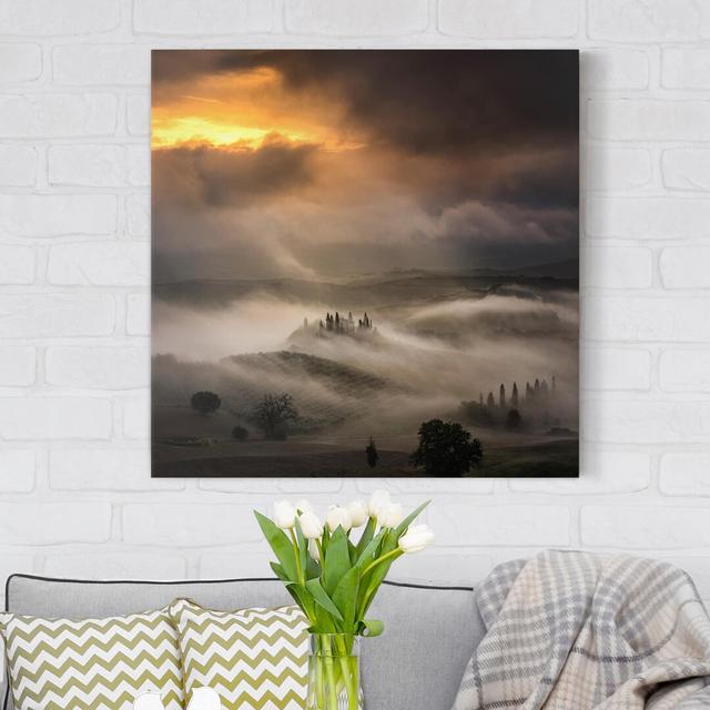 Fog Waves - Wrapped Canvas Art Prints Union Rustic Size: 50cm H x 50cm W, Format: 330g/m³ Recycled Canvas on Productcaster.