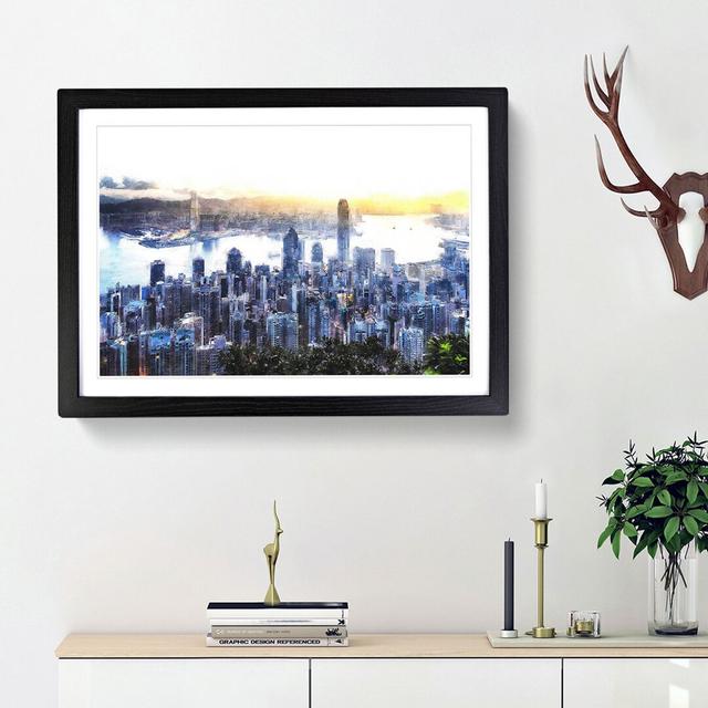 Hong Kong Skyline in China - Picture Frame Painting Print on MDF East Urban Home Frame Option: Black Framed, Size: 45cm H x 63cm W x 2cm D on Productcaster.