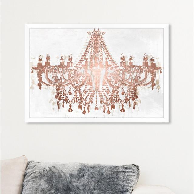 Glitz and Glam Bronze Chandellier - Graphic Art Print East Urban Home Size: 46cm H x 66cm W x 1cm D, Format: White Framed on Productcaster.