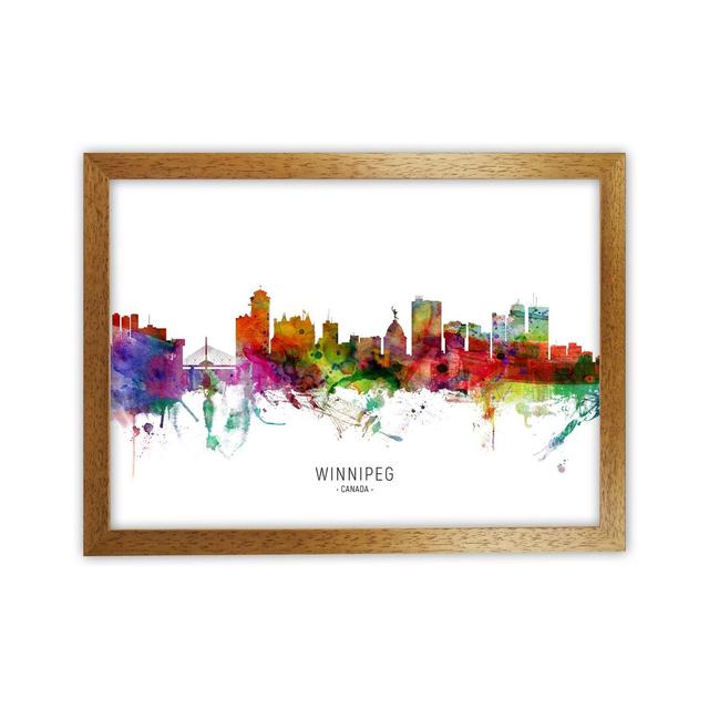 Winnipeg Canada Skyline by Michael Tompsett - Print Ebern Designs Format: Brown Framed, Size: 46cm H x 63cm W x 3cm D on Productcaster.