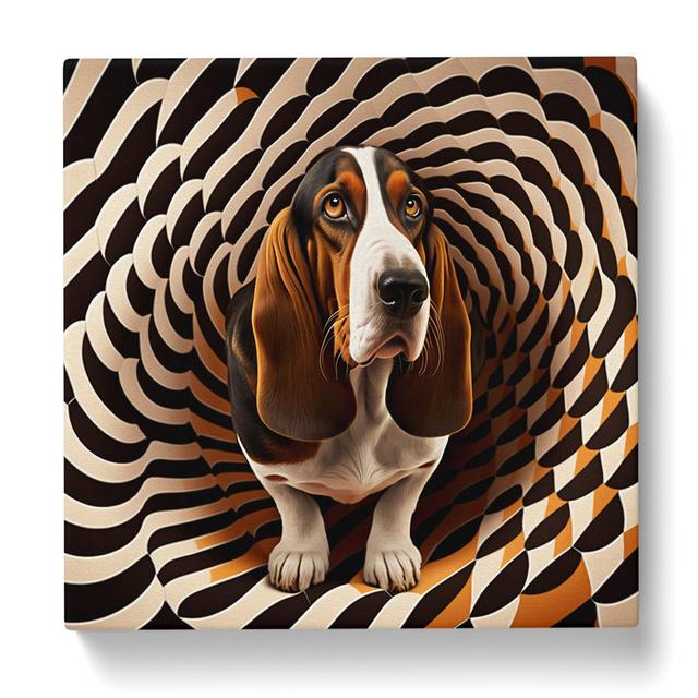 Basset Hound Op Art - Print Marlow Home Co. Size: 50cm H x 50cm W x 3cm D on Productcaster.