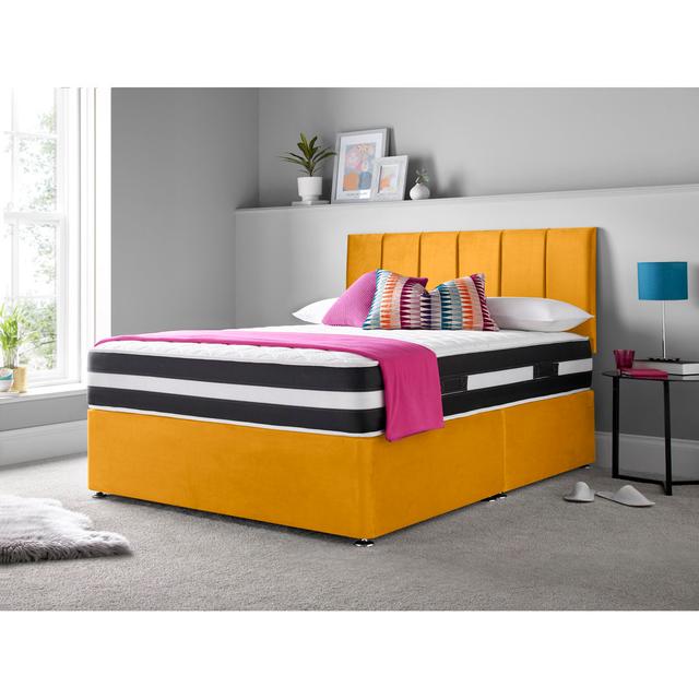 Madelief Divan Bed Set 17 Stories Colour: Mustard, Storage Type: No Drawers, Size: Super King (6') on Productcaster.