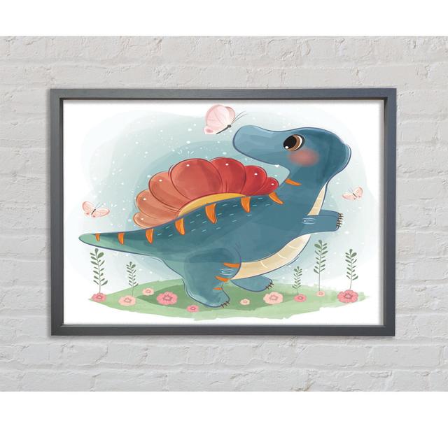 The Little Cute Dinosaur Butterfly - Single Picture Frame Art Prints on Canvas Isabelle & Max Size: 59.7cm H x 84.1cm W x 3.3cm D on Productcaster.