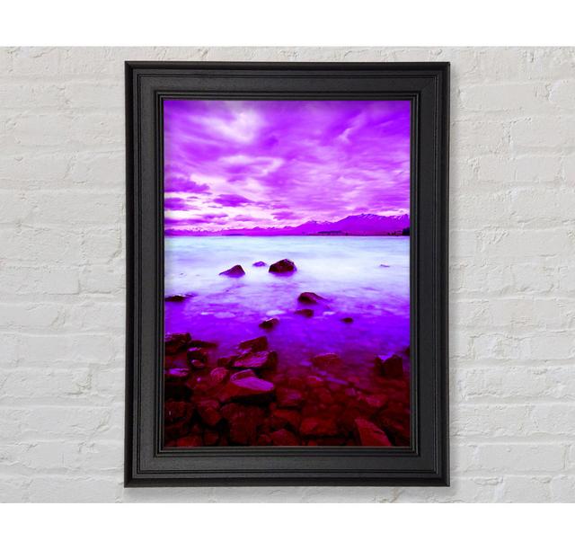 Purple Skies Over The Turquoise Ocean Framed Print House of Hampton Size: 29.7cm H x 42cm W on Productcaster.