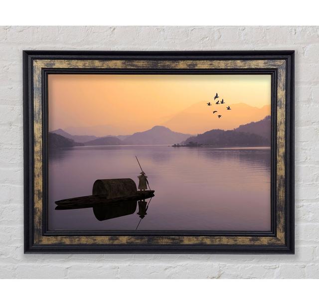 Chinese Fisherman At Dusk Framed Print Highland Dunes Size: 21cm H x 42cm W on Productcaster.