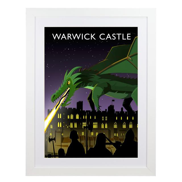 Warwick Castle with Dragon by Richard O'Neil - Graphic Art Print on Paper East Urban Home Format: White Wood Frame, Size: 54 cm H x 44 cm W x 2.2 cm D on Productcaster.