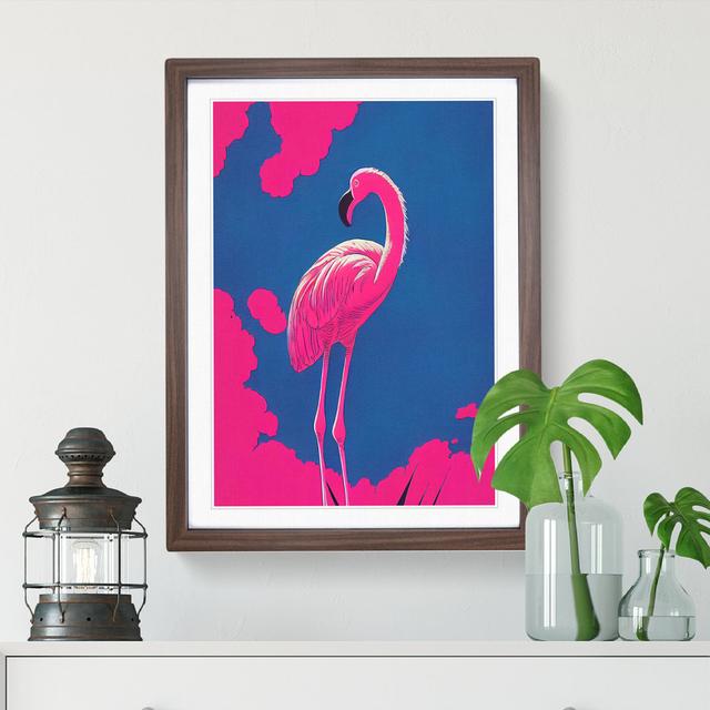 Resting Flamingo - Picture Frame Graphic Art Bay Isle Home Size: 64cm H x 46cm W x 2cm D, Frame Colour: Walnut on Productcaster.