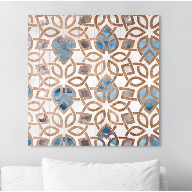 Lattice Desert Blue And Copper - Print East Urban Home Format: Wrapped Canvas, Size: 61cm H x 61cm W x 4cm D on Productcaster.