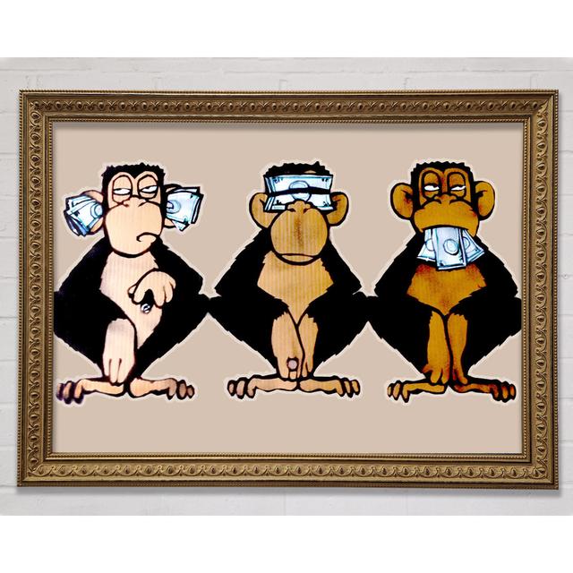 Money Monkeys Wise Framed Print Happy Larry Size: 59.7cm H x 84.1cm W on Productcaster.