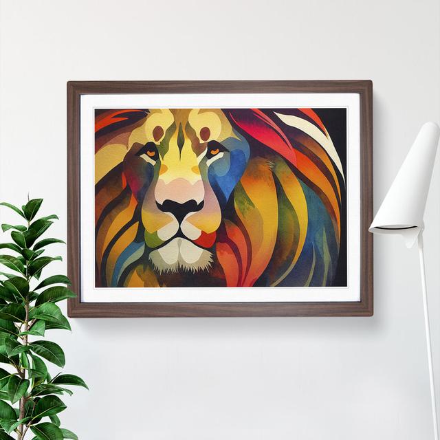 Lion Watercolour Vol.1 Abstract - Picture Frame Graphic Art Latitude Vive Size: 25cm H x 34cm W x 2cm D, Frame Colour: Walnut on Productcaster.