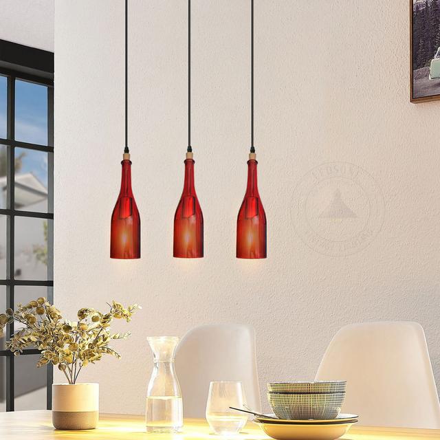 Paliwal 3 - Light Kitchen Island Bottle Shape Pendant Borough Wharf Bulb Included: Yes, Shade Colour: Red on Productcaster.