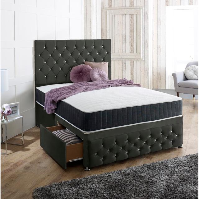 Baty Divan Bed Rosdorf Park Size: Super King (6'), Colour: Black, Storage Type: 2 Drawers (Foot End) on Productcaster.