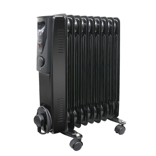 Axton 9 Fin 2000W Oil Filled Radiator Portable Electric Heater with Thermostat Belfry Heating Finish: Black on Productcaster.