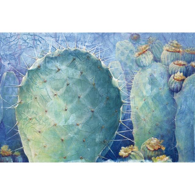 Cacti On Blue - Wrapped Canvas Print Natur Pur Size: 30cm H x 46cm W x 3.8cm D on Productcaster.