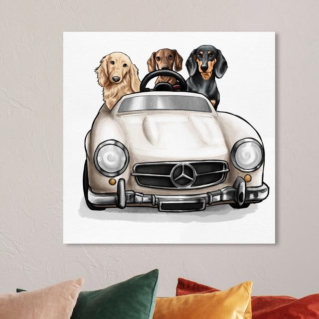 'Strolling in Style Dachshunds' Graphic Art on Wrapped Canvas East Urban Home Size: 40.6 cm H x 40.6 cm W x 3.8 cm D on Productcaster.