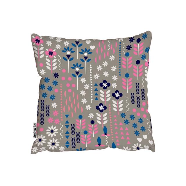 Trendy Geometric Flower Cushion with Filling Andrew Lee Size: 60 x 60cm on Productcaster.