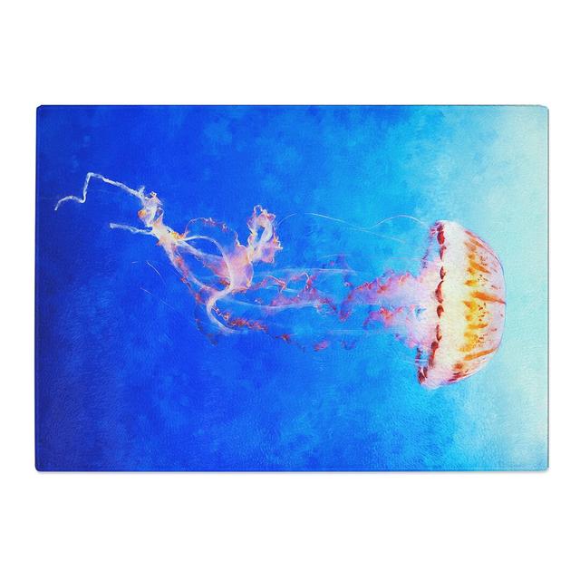 Tempered Glass Orange Jellyfish Chopping Board East Urban Home Size: 28.5 cm x 39 cm on Productcaster.