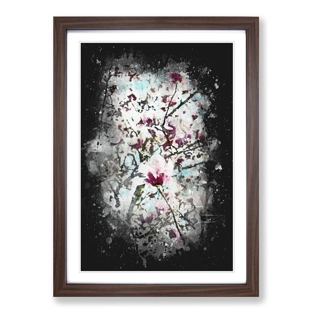 Pink Magnolia Blossom Tree - Picture Frame Graphic Art Print East Urban Home Size: 45cm H x 33cm W x 2cm D, Frame Option: Walnut Framed on Productcaster.