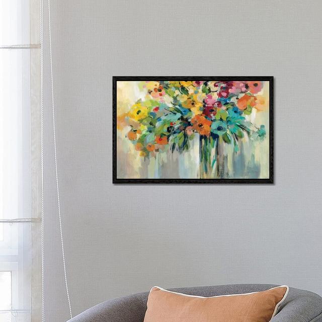 Cloud Of Flowers by Silvia Vassileva - Painting on Canvas 17 Stories Size: 45.72cm H x 66.04cm W x 3.81cm D, Format: Black Framed on Productcaster.