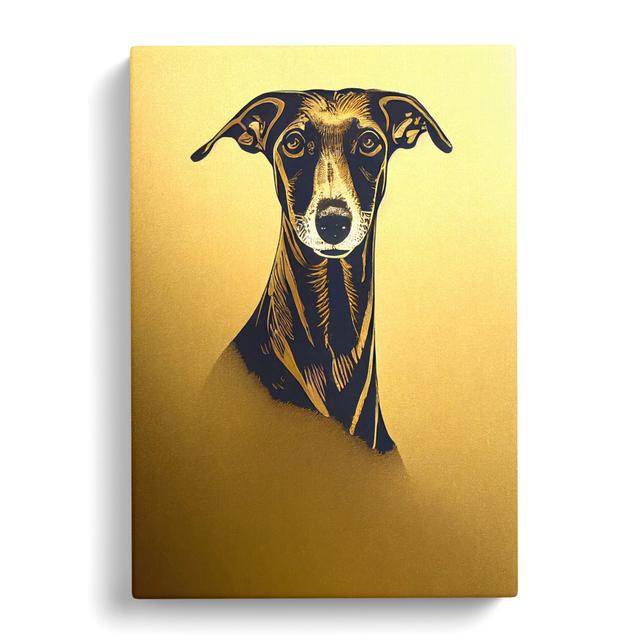 Greyhound Gold Leaf - Wrapped Canvas Graphic Art Marlow Home Co. Size: 60cm H x 40cm W x 3cm D on Productcaster.